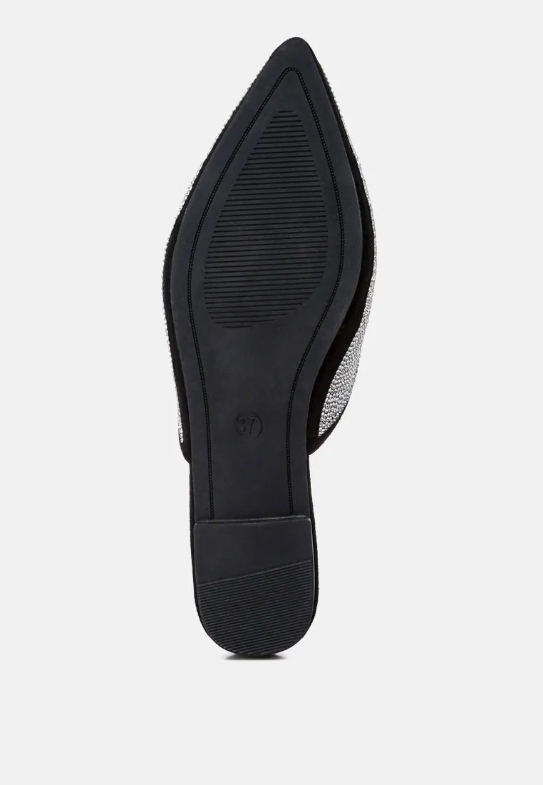 Rhinestones Black Mules By RAG