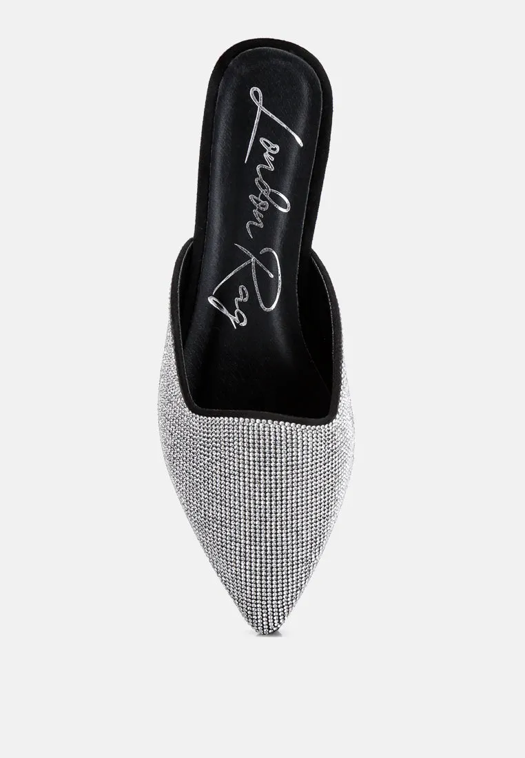 Rhinestones Black Mules By RAG