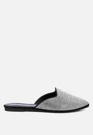 Rhinestones Black Mules By RAG