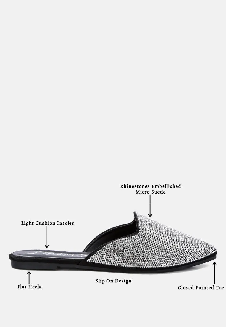Rhinestones Black Mules By RAG