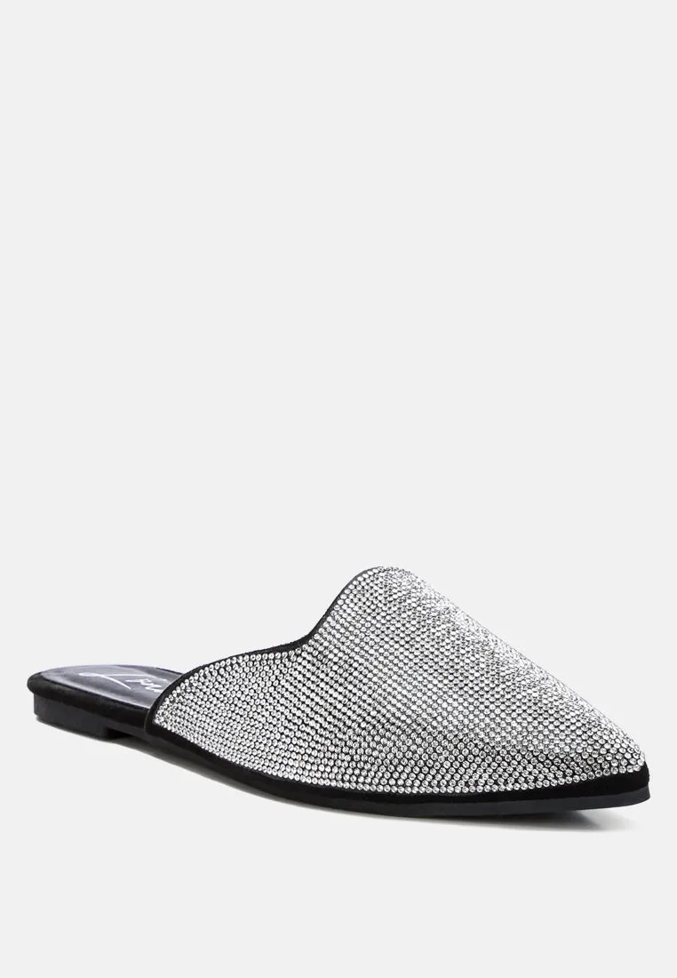 Rhinestones Black Mules By RAG