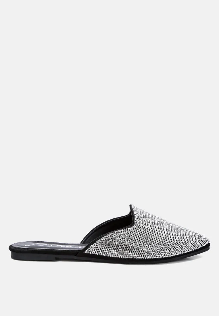 Rhinestones Black Mules By RAG
