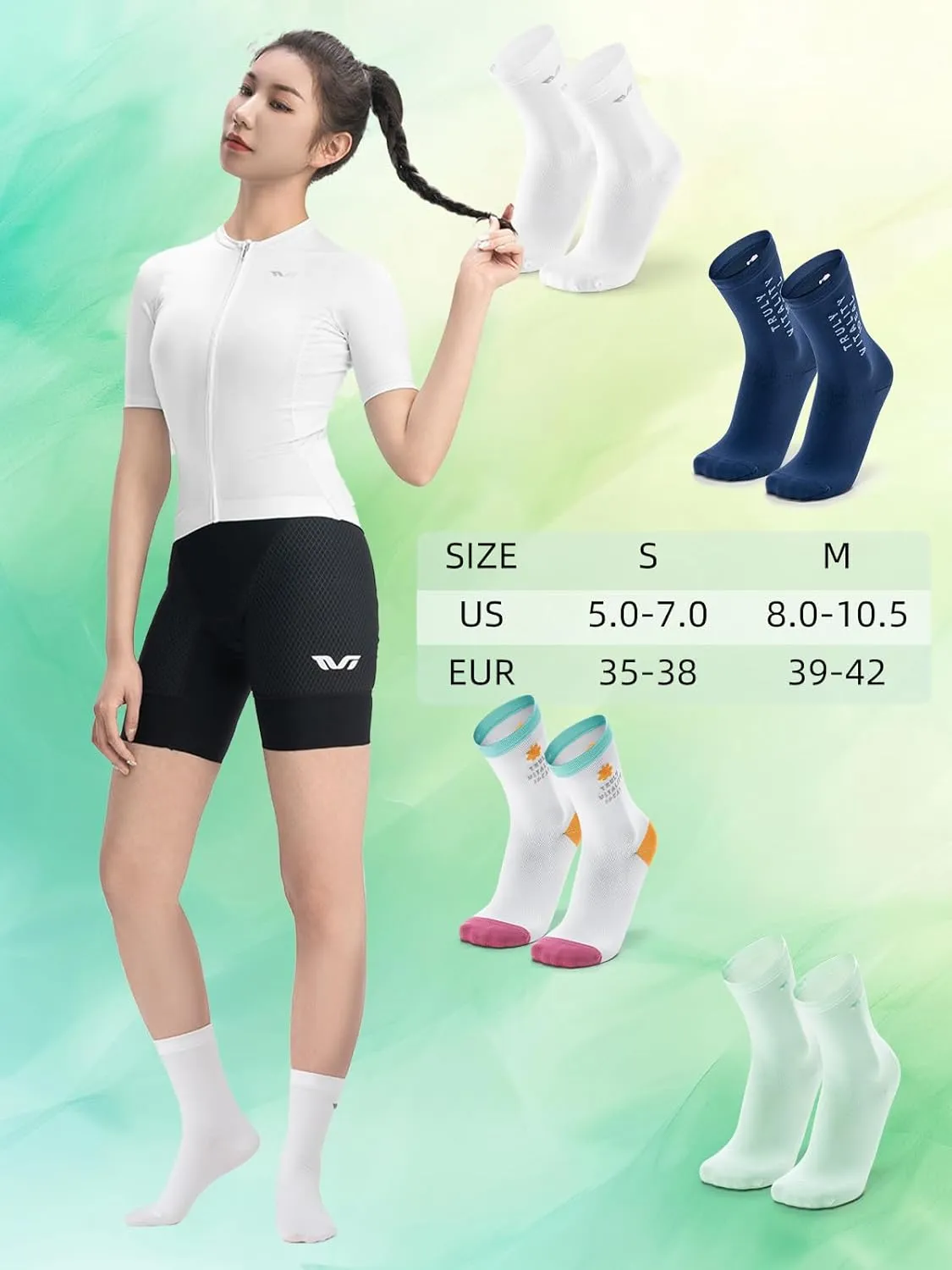 ROCKBROS Cycling Socks Womens 4pcs Running Socks Athletic Socks Compression Socks for Women Ankle Socks