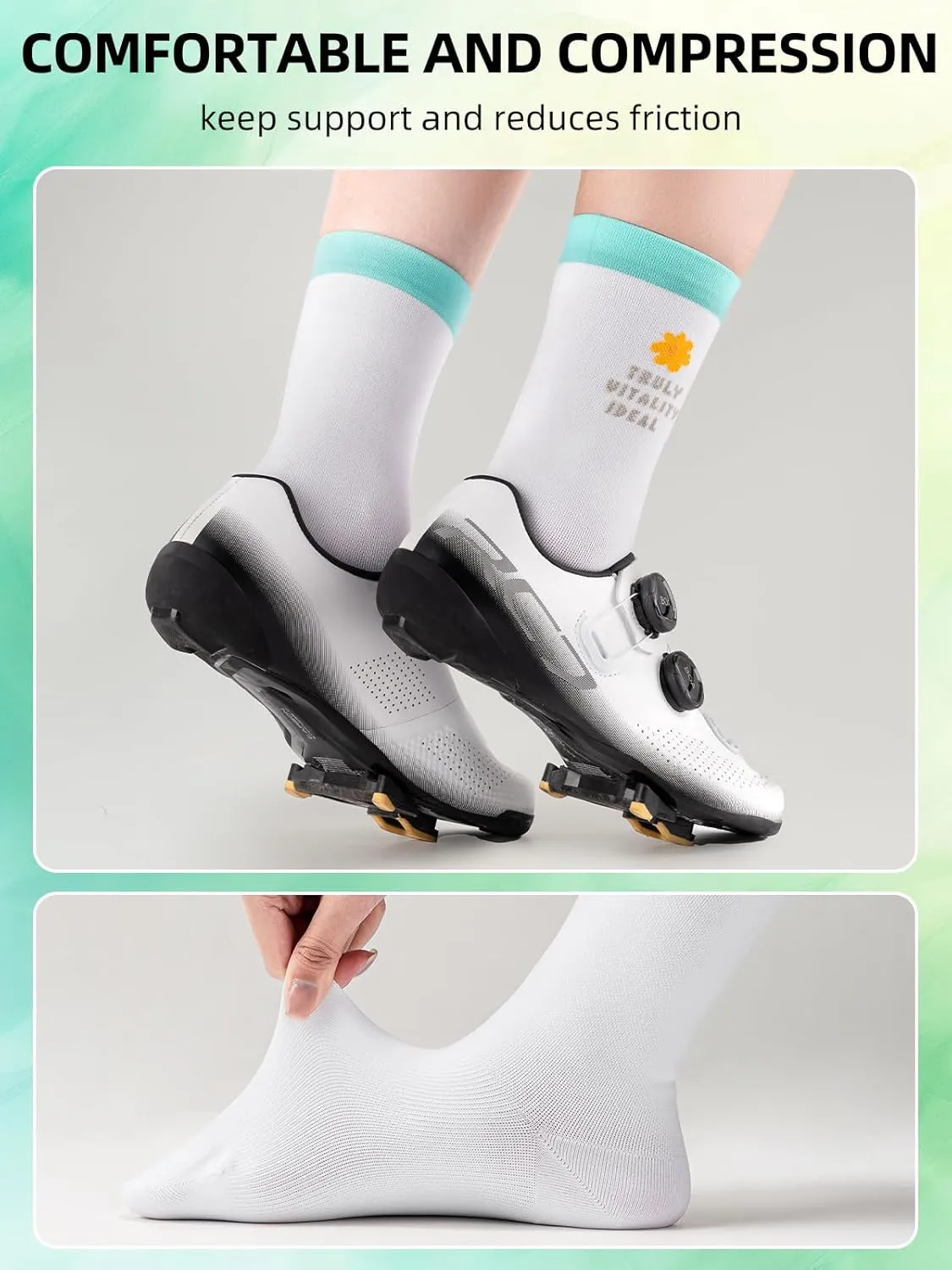 ROCKBROS Cycling Socks Womens 4pcs Running Socks Athletic Socks Compression Socks for Women Ankle Socks