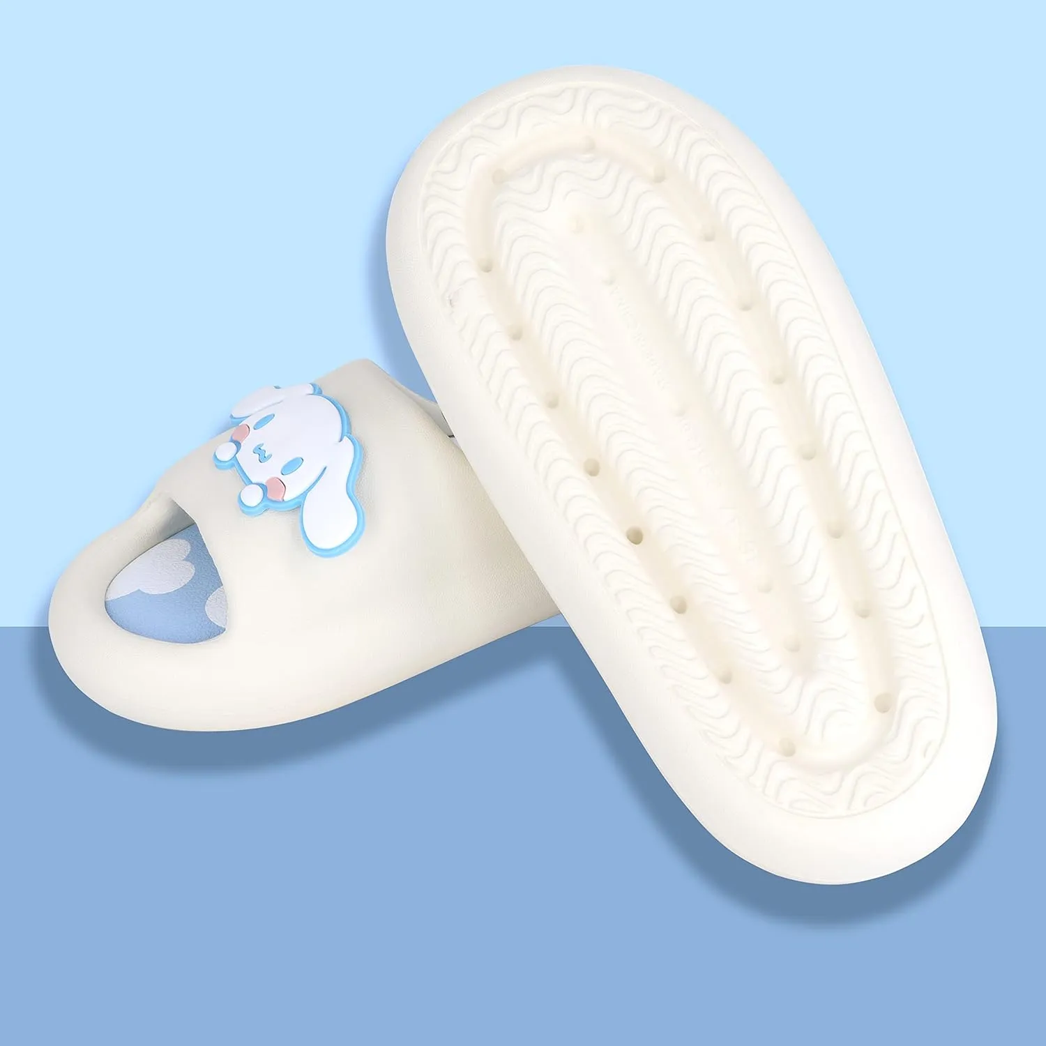 Roffatide Anime Cinnamoroll My Melody Kuromi Slides for Women Non-Slip Bathroom Shower Sandals Cow Print Rubber Slippers House Slides
