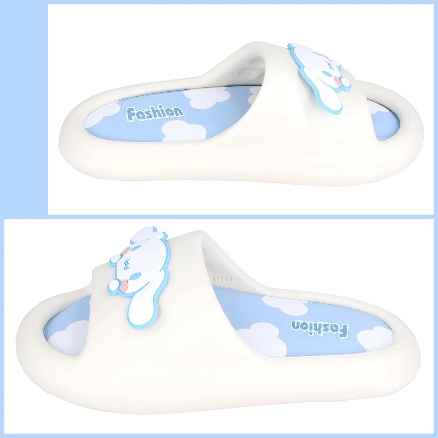 Roffatide Anime Cinnamoroll My Melody Kuromi Slides for Women Non-Slip Bathroom Shower Sandals Cow Print Rubber Slippers House Slides