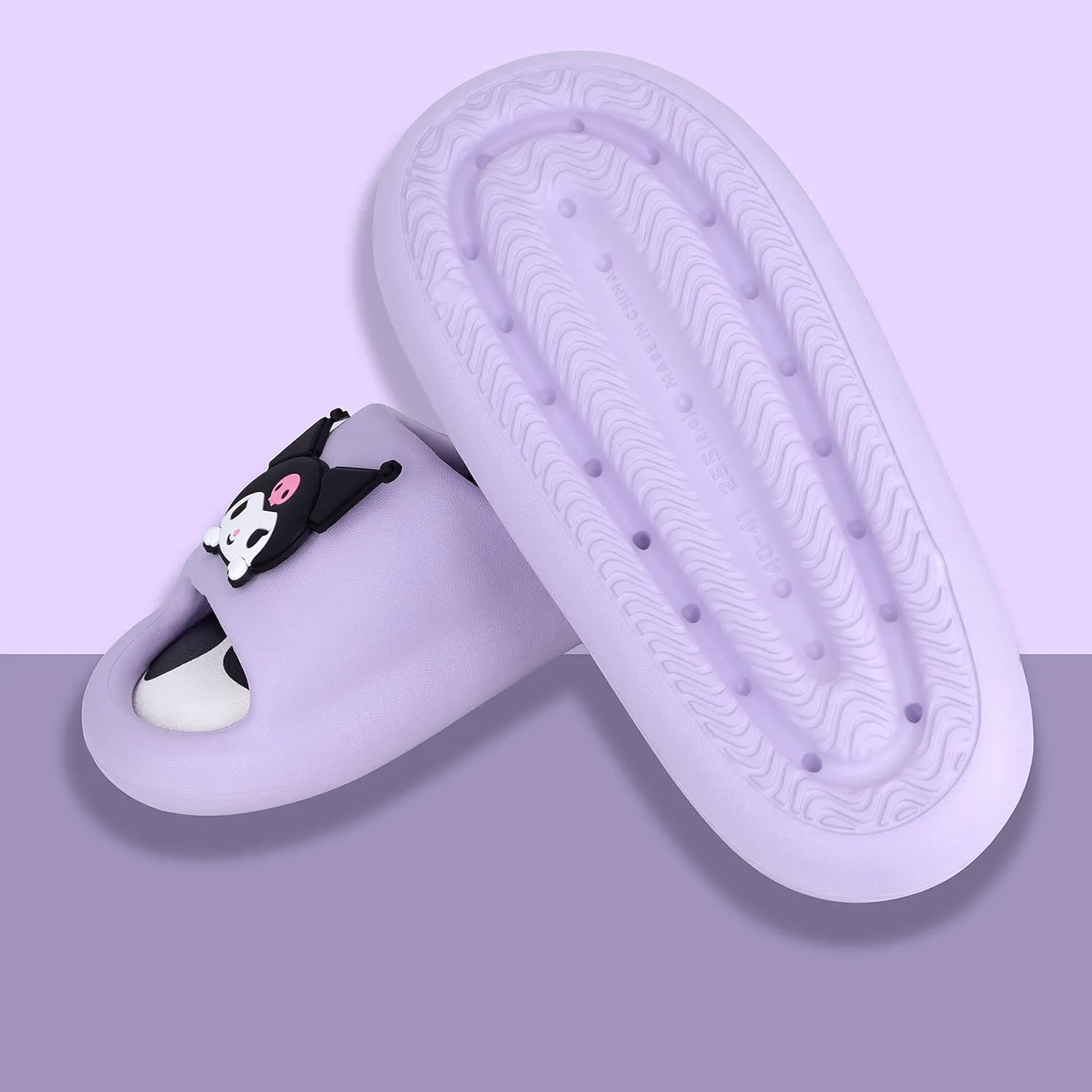 Roffatide Anime Cinnamoroll My Melody Kuromi Slides for Women Non-Slip Bathroom Shower Sandals Cow Print Rubber Slippers House Slides