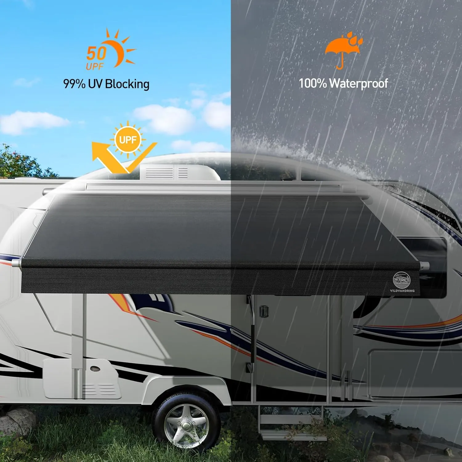 RV Awning Fabric Replacement – 19.5oz Heat-Sealed Vinyl, UV & Weatherproof, Sunproof, Universal Outdoor Canopy for RVs, Campers, Trailers & More – Heavy-Duty, Long-Lasting Protection