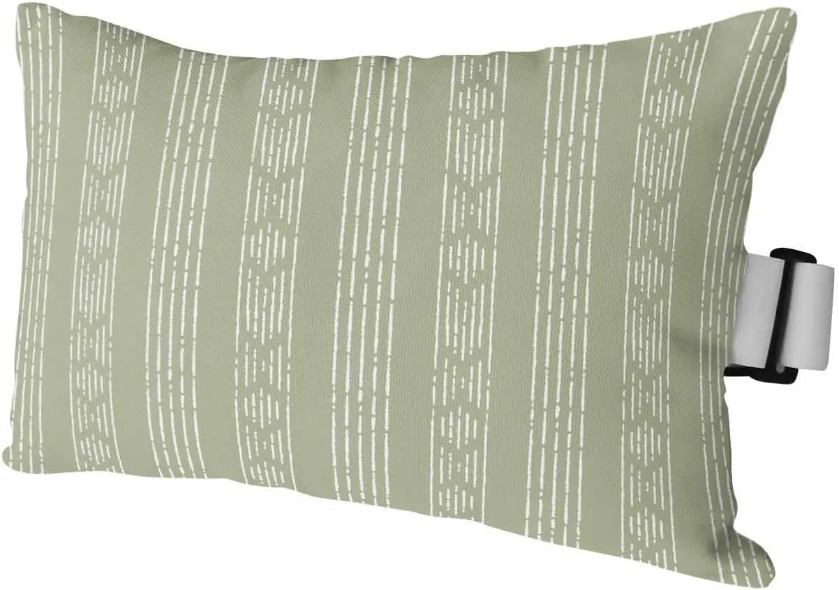Sage Green Boho Outdoor Waterproof Throw Pillow Cover 11x16 with Insert and Adjustable Elastic Stripe Set of 1, Neutral Farmhouse Geometric Striped Patio Tent Garden Balcony Sofa Pillow Case Protector