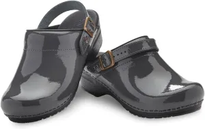 Sanita Estelle Patent Leather Clogs for Women - Arch Support, Open-Back, Adjustable, APMA-Approved Slip-On Mules