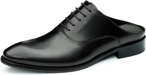 Santimon Mens Slippers Formal Dress Loafers Leather Oxfords Mules Business Casual Fashion Slip On Open Back Clogs Sandals Summer Shoes for Men