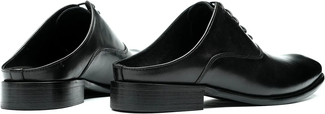 Santimon Mens Slippers Formal Dress Loafers Leather Oxfords Mules Business Casual Fashion Slip On Open Back Clogs Sandals Summer Shoes for Men