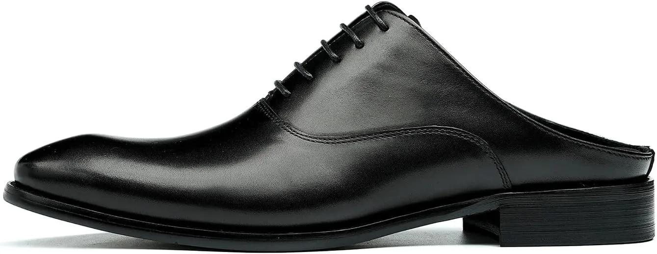 Santimon Mens Slippers Formal Dress Loafers Leather Oxfords Mules Business Casual Fashion Slip On Open Back Clogs Sandals Summer Shoes for Men