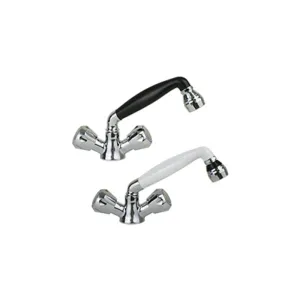 Scandvik Cold Water Tap without Conservation Valve, White Trigger Handle with 5' Chrome-Flex Hose