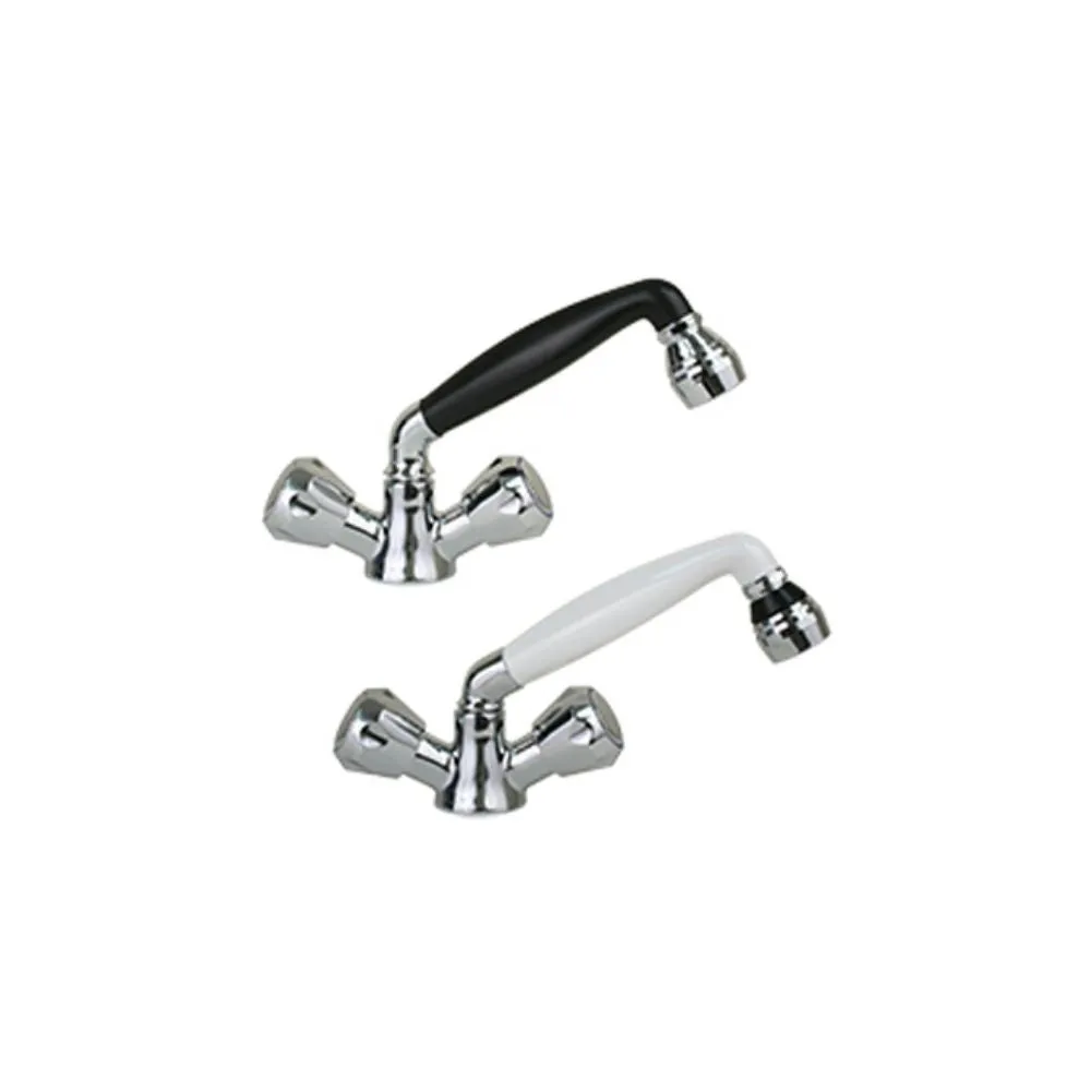 Scandvik Cold Water Tap without Conservation Valve, White Trigger Handle with 5' Chrome-Flex Hose