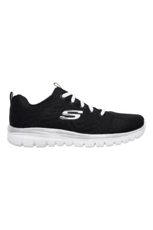Scarpe da Allenamento Nere e Bianche con Tomaia in Skech Knit Mesh SKECHERS Graceful - Get Connected