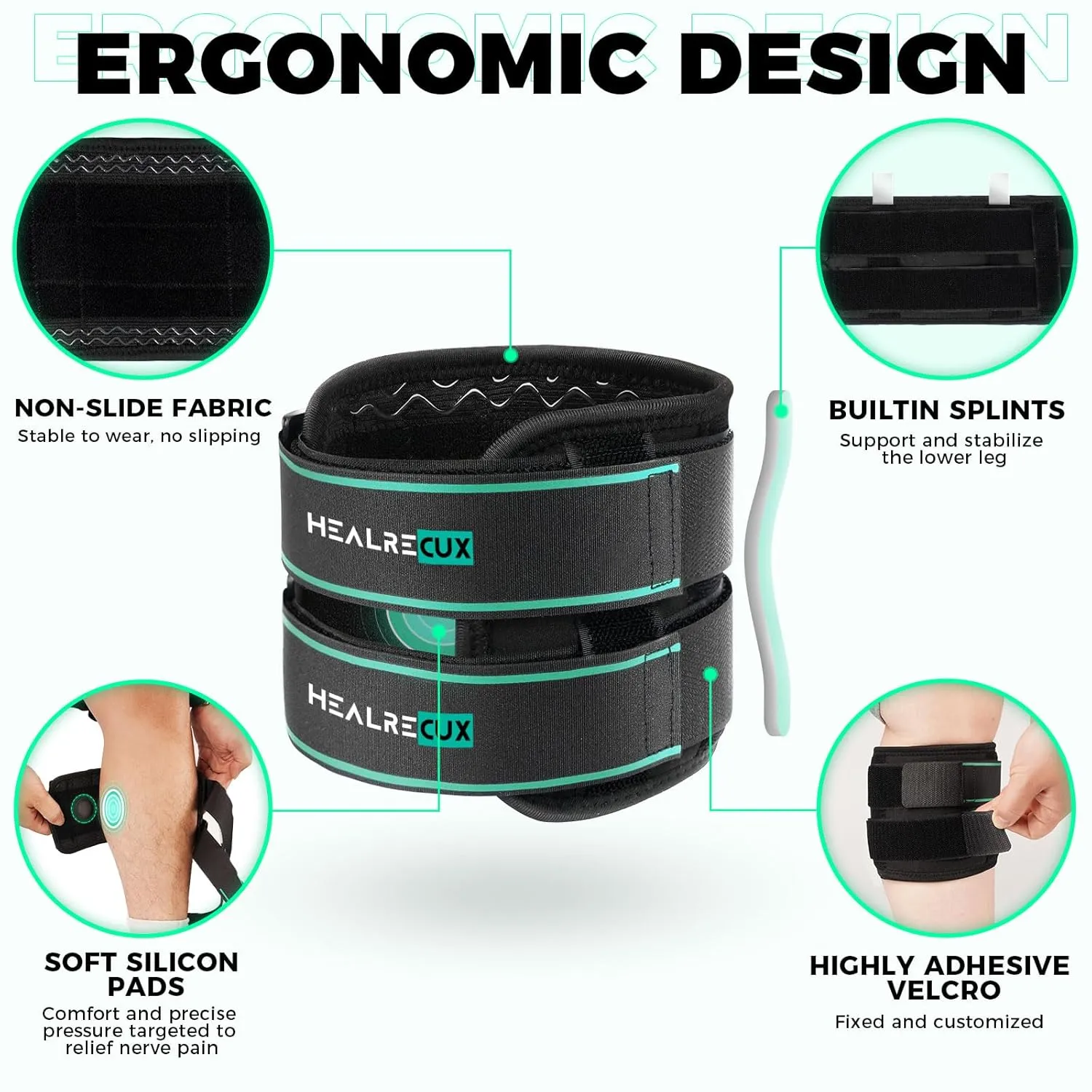 Sciatica Pain Relief Devices, Sciatic Ease Nerve Knee Brace with Pressure Pads Targeted Compression for Sciatic Pain, Lower Back, Hip, Calf Brace for Sciatica Nerve