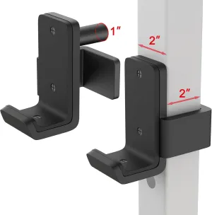 SELEWARE Solid Steel J Hooks for 2" x 2" or 3" x 3" Tube Power Cage with 1" or 5/8" Hole Squat Rack Attachment, J-Hook Barbell Holder for Power Rack, Set of 2