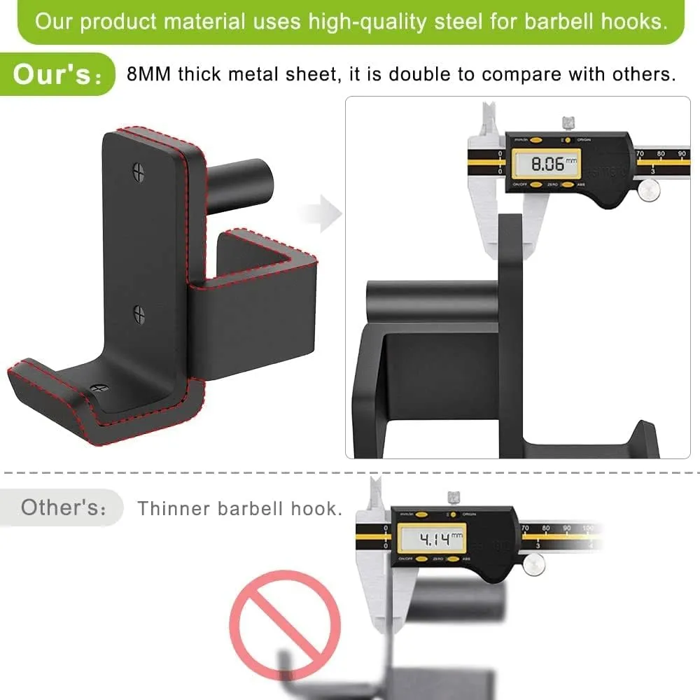 SELEWARE Solid Steel J Hooks for 2" x 2" or 3" x 3" Tube Power Cage with 1" or 5/8" Hole Squat Rack Attachment, J-Hook Barbell Holder for Power Rack, Set of 2