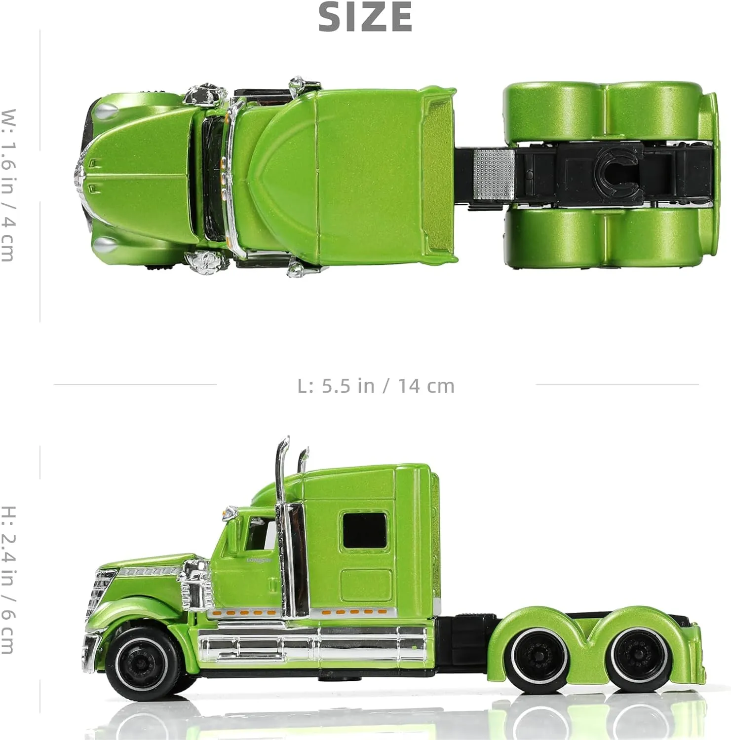 Semi Truck Toy, 1/64 Scale Alloy Metal Diecast Heavy Semi Truck Trailer Head Toy Model, International Lonestar Diecast Tow Traktor Toy Gift for Boy Adult Model Car Collector -Green