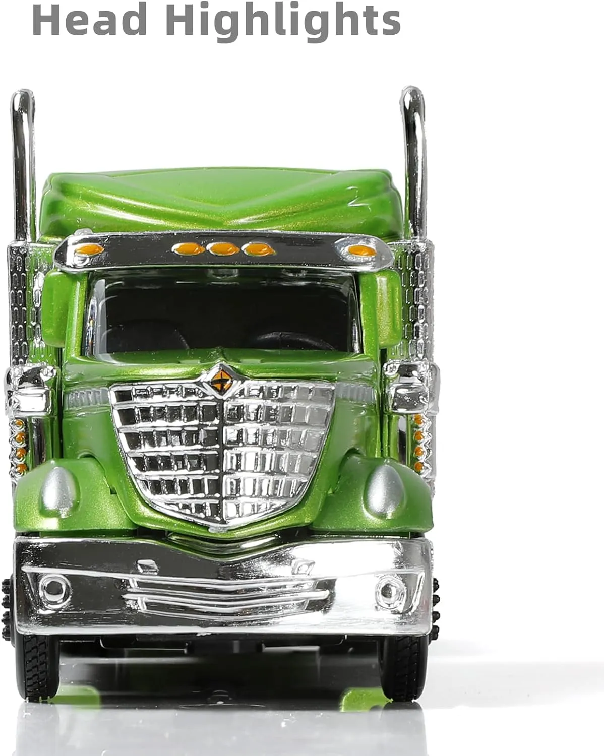 Semi Truck Toy, 1/64 Scale Alloy Metal Diecast Heavy Semi Truck Trailer Head Toy Model, International Lonestar Diecast Tow Traktor Toy Gift for Boy Adult Model Car Collector -Green