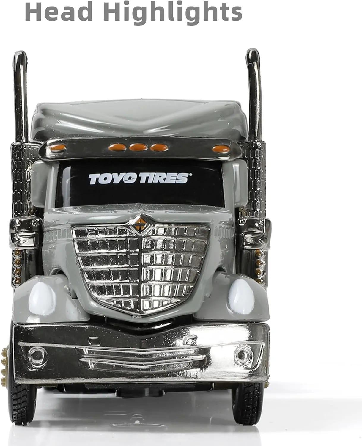 Semi Truck Toy, 1/64 Scale Alloy Metal Diecast Heavy Semi Truck Trailer Head Toy Model, International Lonestar Diecast Tow Traktor Toy Gift for Boy Adult Model Car Collector -Grey