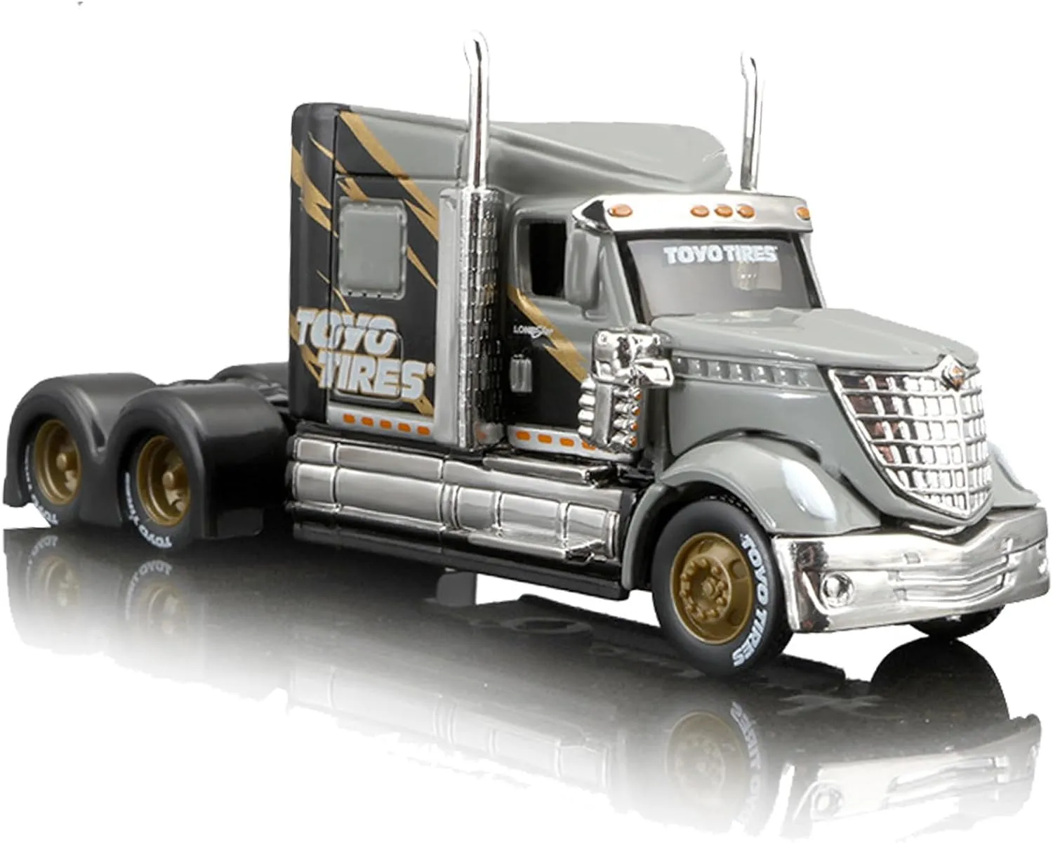 Semi Truck Toy, 1/64 Scale Alloy Metal Diecast Heavy Semi Truck Trailer Head Toy Model, International Lonestar Diecast Tow Traktor Toy Gift for Boy Adult Model Car Collector -Grey