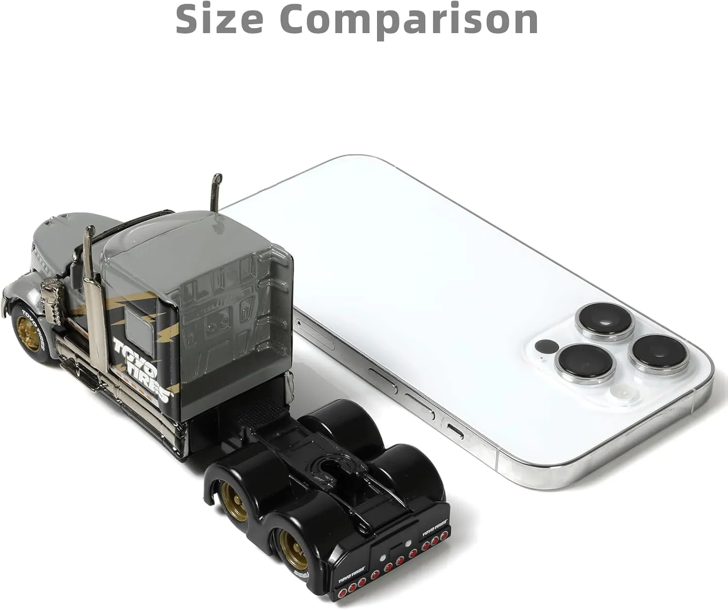 Semi Truck Toy, 1/64 Scale Alloy Metal Diecast Heavy Semi Truck Trailer Head Toy Model, International Lonestar Diecast Tow Traktor Toy Gift for Boy Adult Model Car Collector -Grey