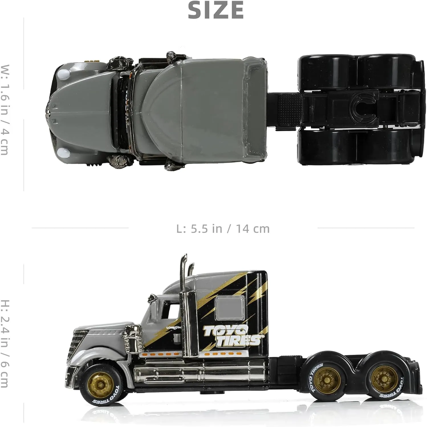 Semi Truck Toy, 1/64 Scale Alloy Metal Diecast Heavy Semi Truck Trailer Head Toy Model, International Lonestar Diecast Tow Traktor Toy Gift for Boy Adult Model Car Collector -Grey