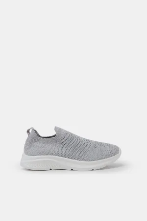 Senior Boys Grey Knitted Slip On