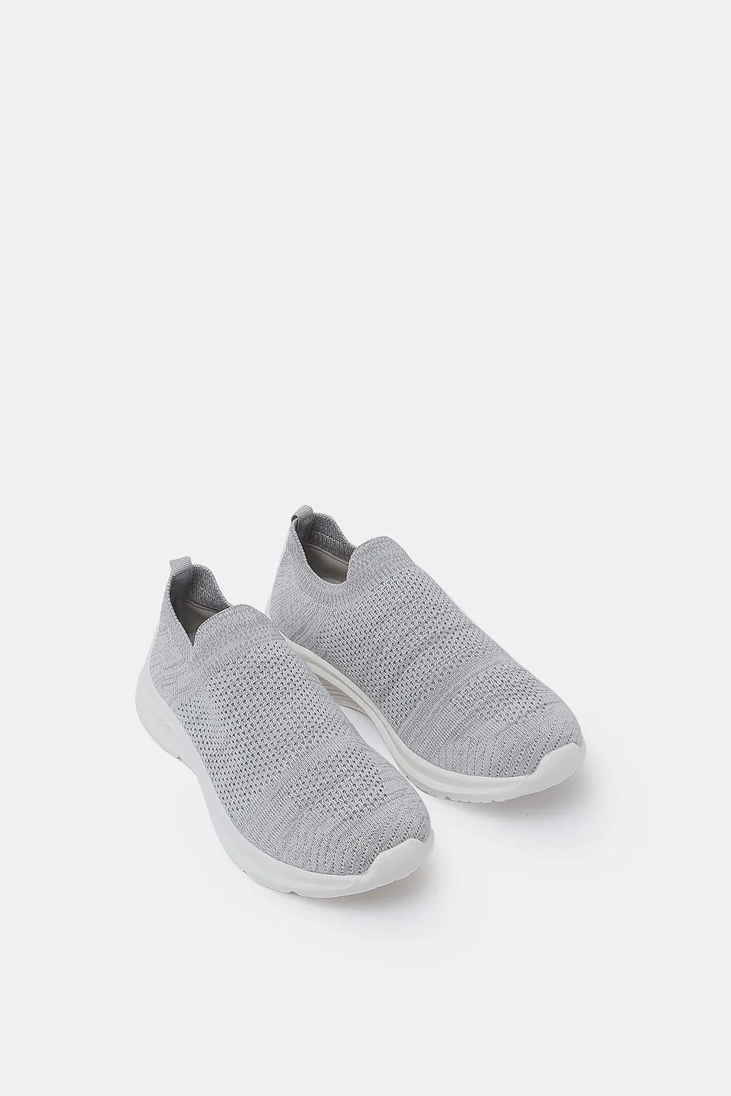 Senior Boys Grey Knitted Slip On