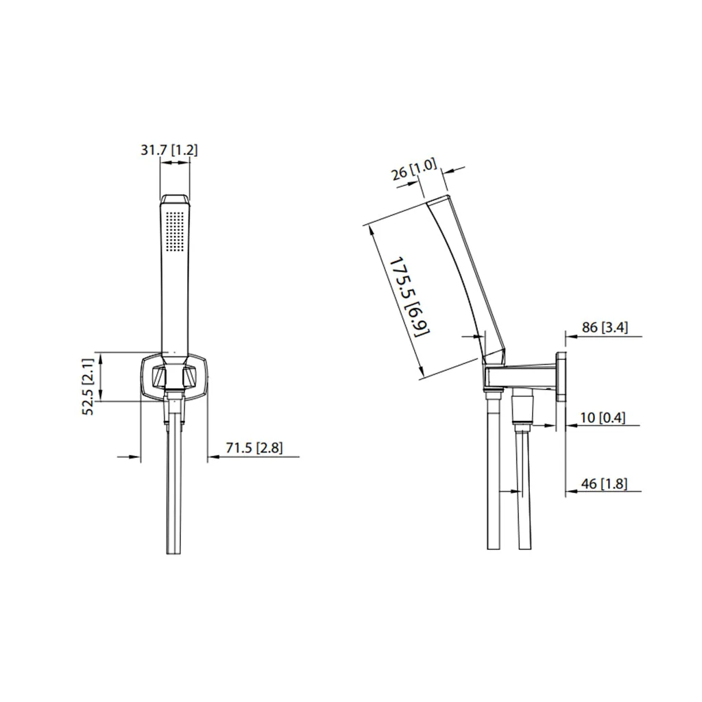 Serie 240 Hand Shower Set - Wall Mount - 7" Brass/Polished Chrome
