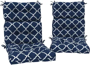 Set of 2 Outdoor High Back Chair Cushions 44"x 22",Water Repellent Rocking Seat Cushions Replacement, Seat/Back Chair Cushions for Patio,Porch,Balcony and Indoor - Ceometry Navy