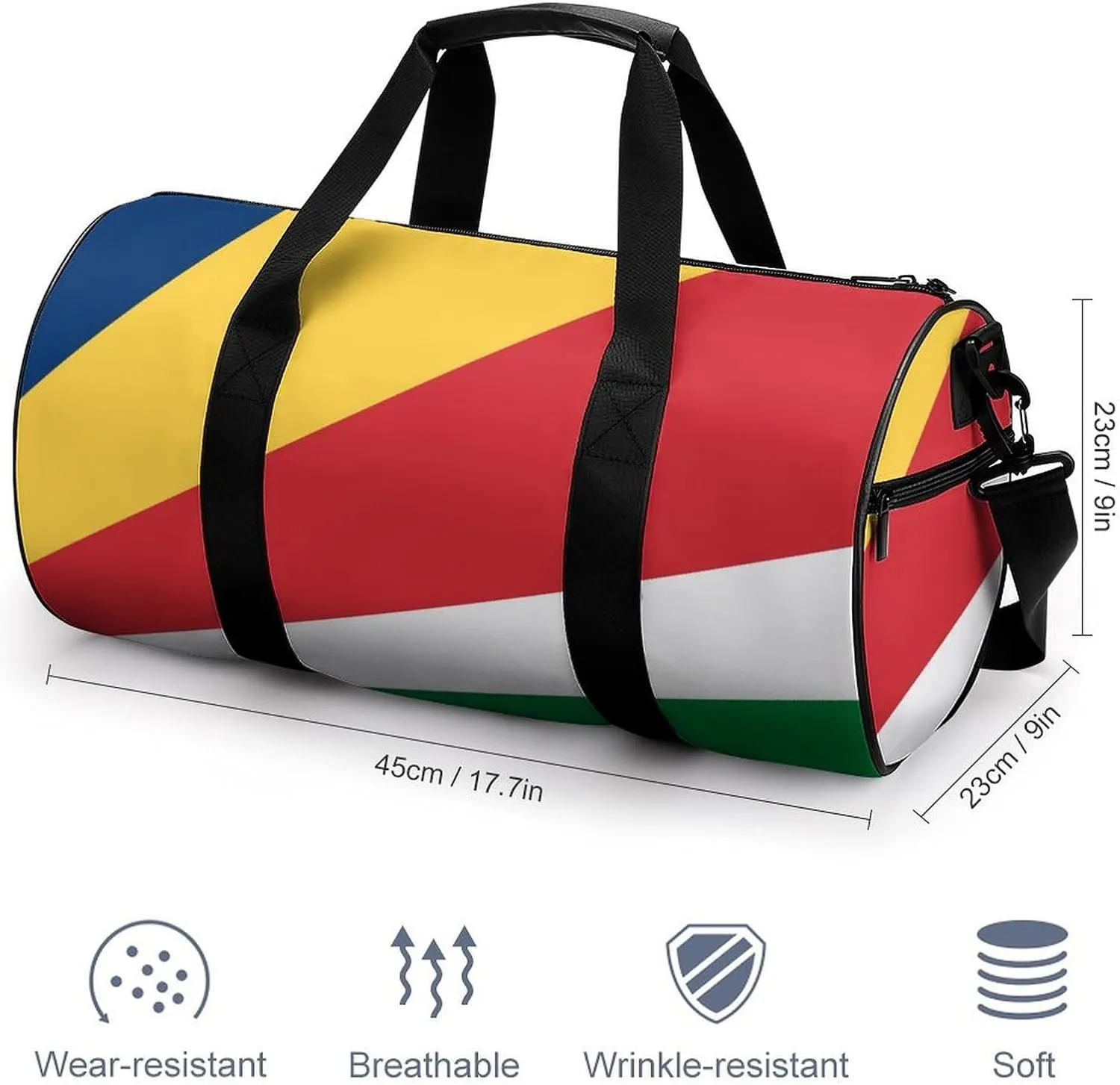 Seychelles Flag Gym Bag with Wet Pocket Travel Duffel for Boys Girls Weekender Overnight