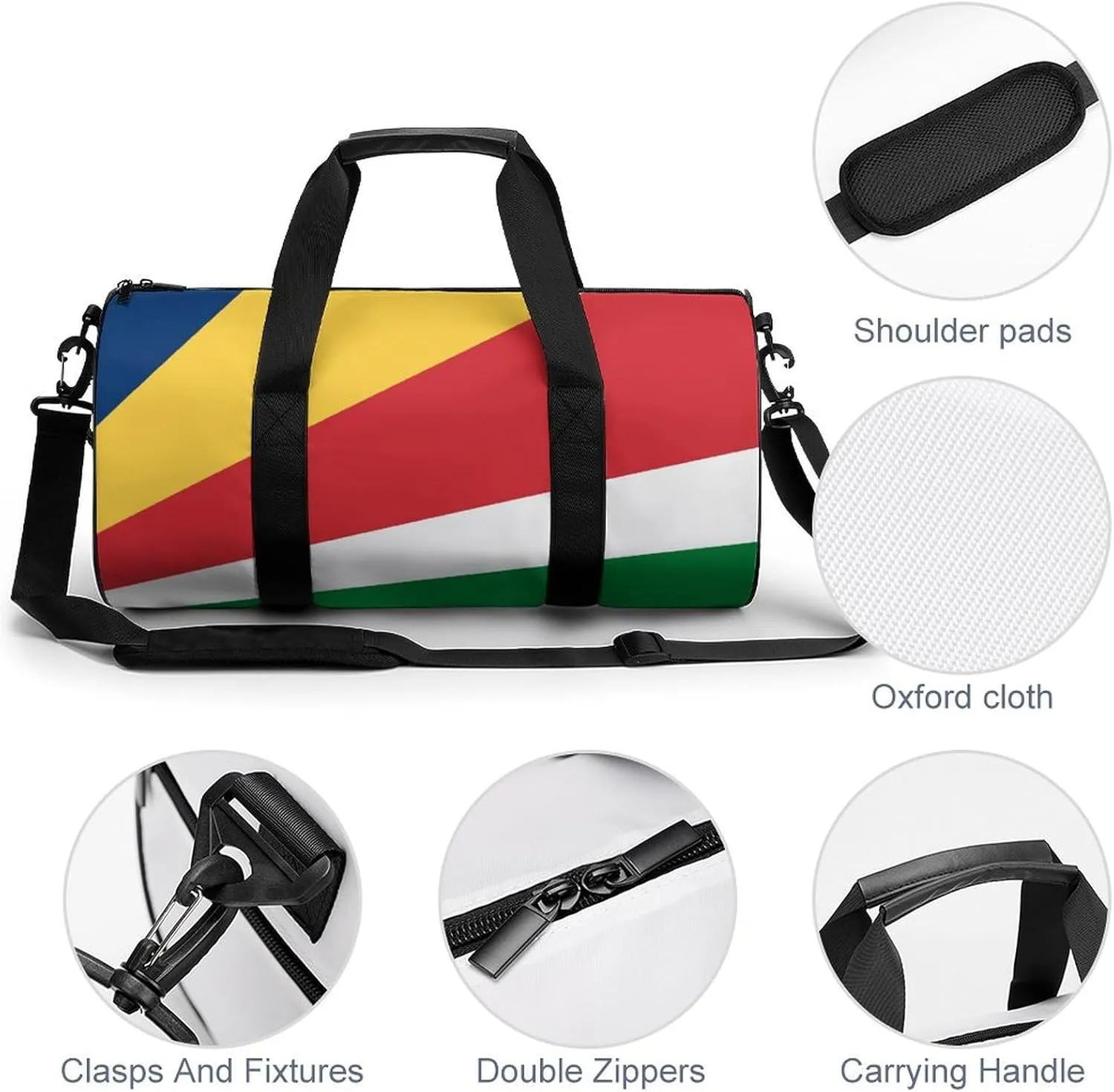 Seychelles Flag Gym Bag with Wet Pocket Travel Duffel for Boys Girls Weekender Overnight