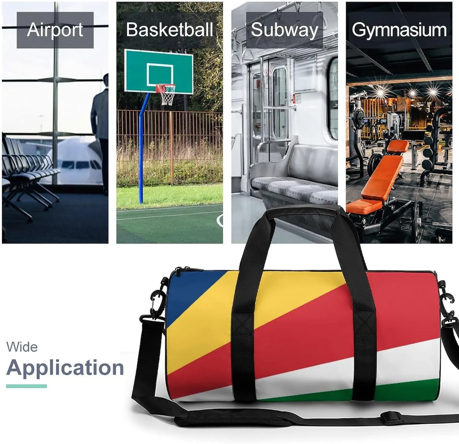 Seychelles Flag Gym Bag with Wet Pocket Travel Duffel for Boys Girls Weekender Overnight