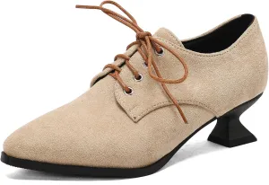 SHEMEE Women's Kitten Heels Oxford Pumps Victorian Style Vintage Mid-Heels Lace Up Brogues Witch Costume Cosplay Shoes