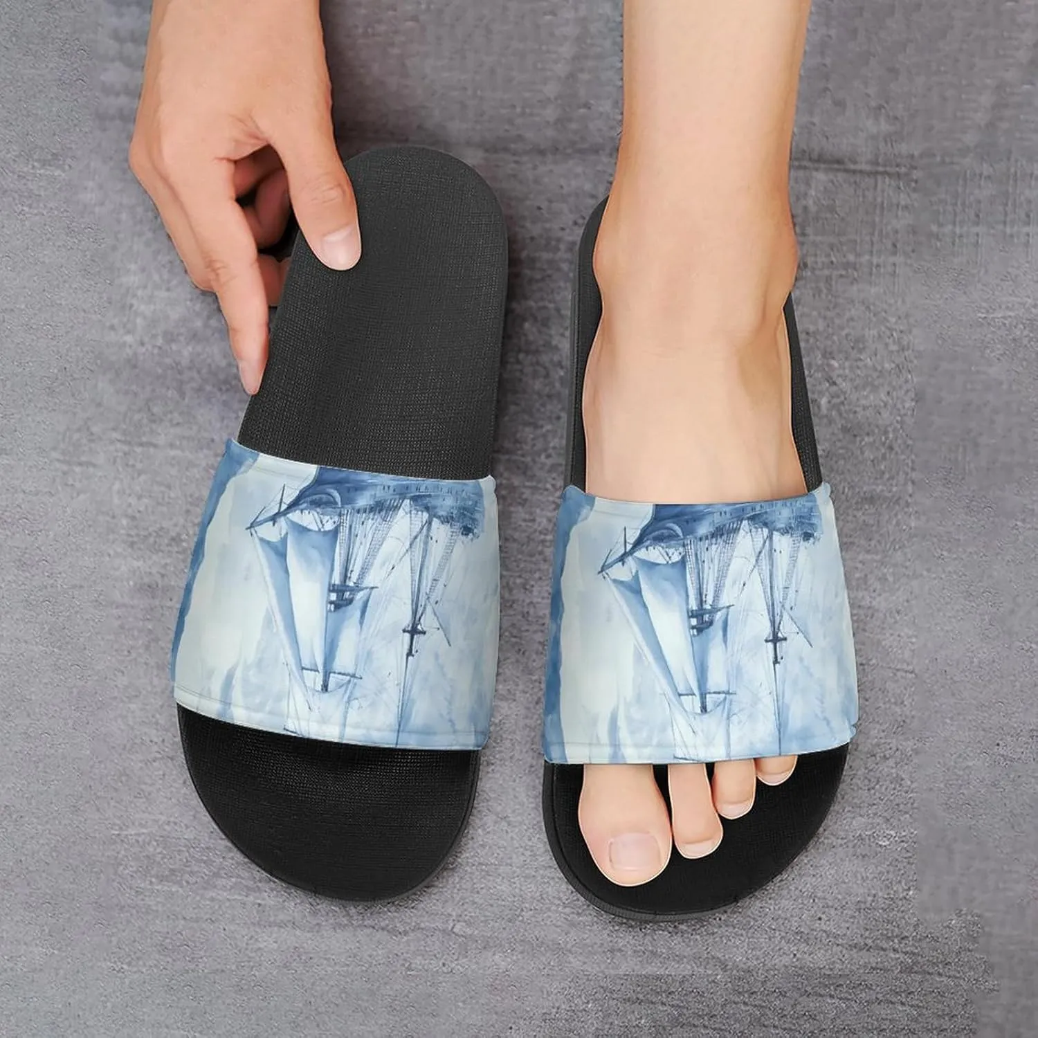 Ships in The Glacier Unisex Non-Slip Home Slippers Open-toe Outdoor Indoor Slide Shoes Shower Sandals