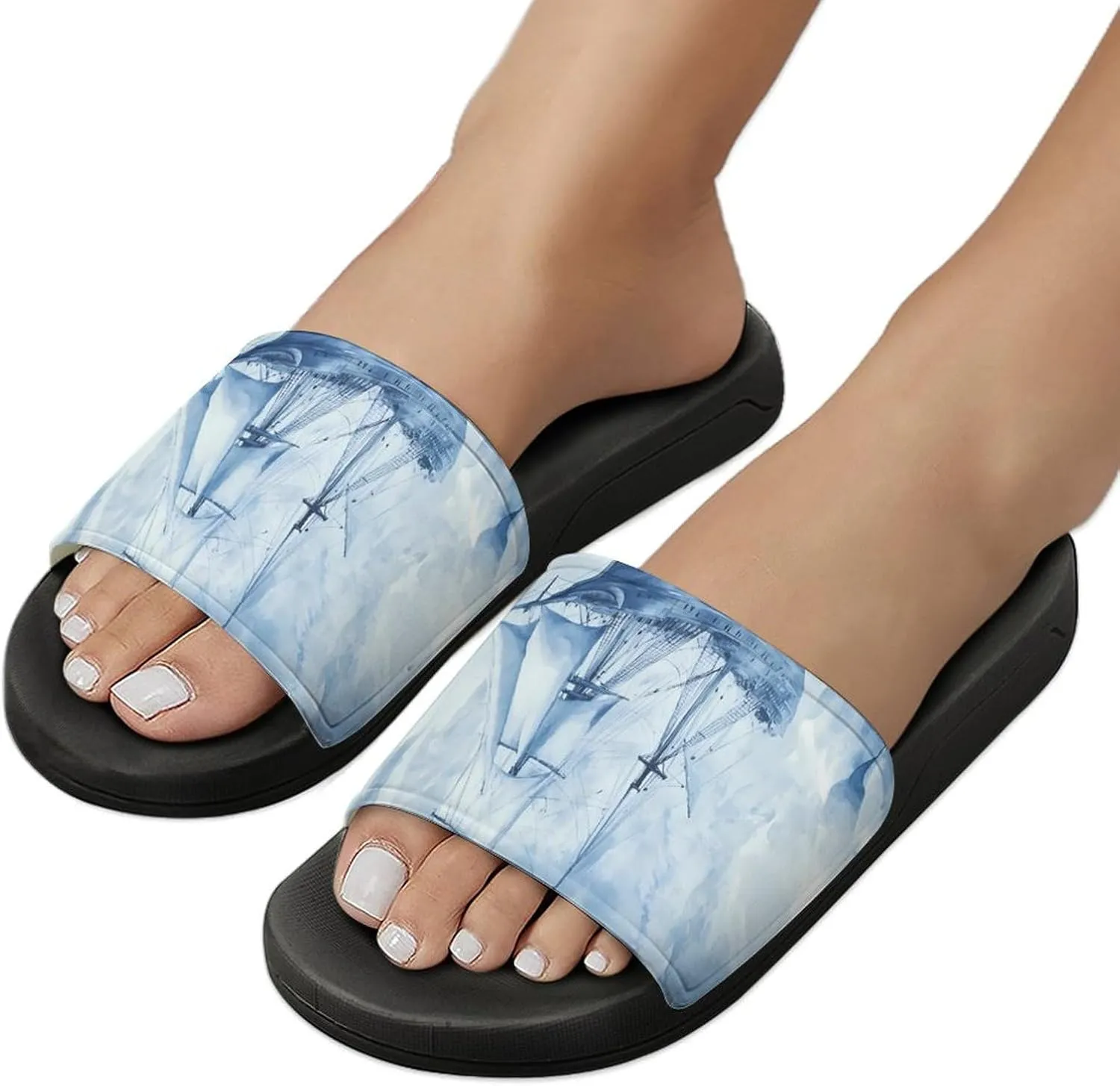 Ships in The Glacier Unisex Non-Slip Home Slippers Open-toe Outdoor Indoor Slide Shoes Shower Sandals