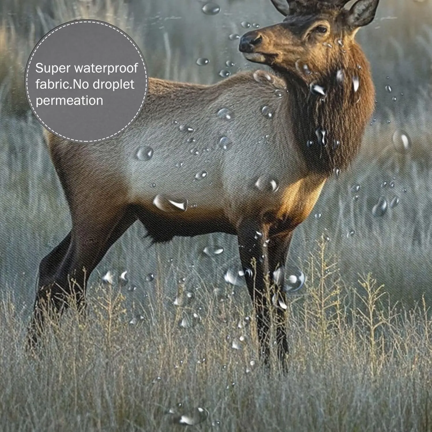 Shower Curtain Set with 12 Hooks Modern Art Bath Curtains Waterproof Fabric Washable Curtain Elk in The Meadow Shower Curtains for Bathroom Bathtub Decor 72 x 72 Inches