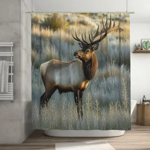 Shower Curtain Set with 12 Hooks Modern Art Bath Curtains Waterproof Fabric Washable Curtain Elk in The Meadow Shower Curtains for Bathroom Bathtub Decor 72 x 72 Inches