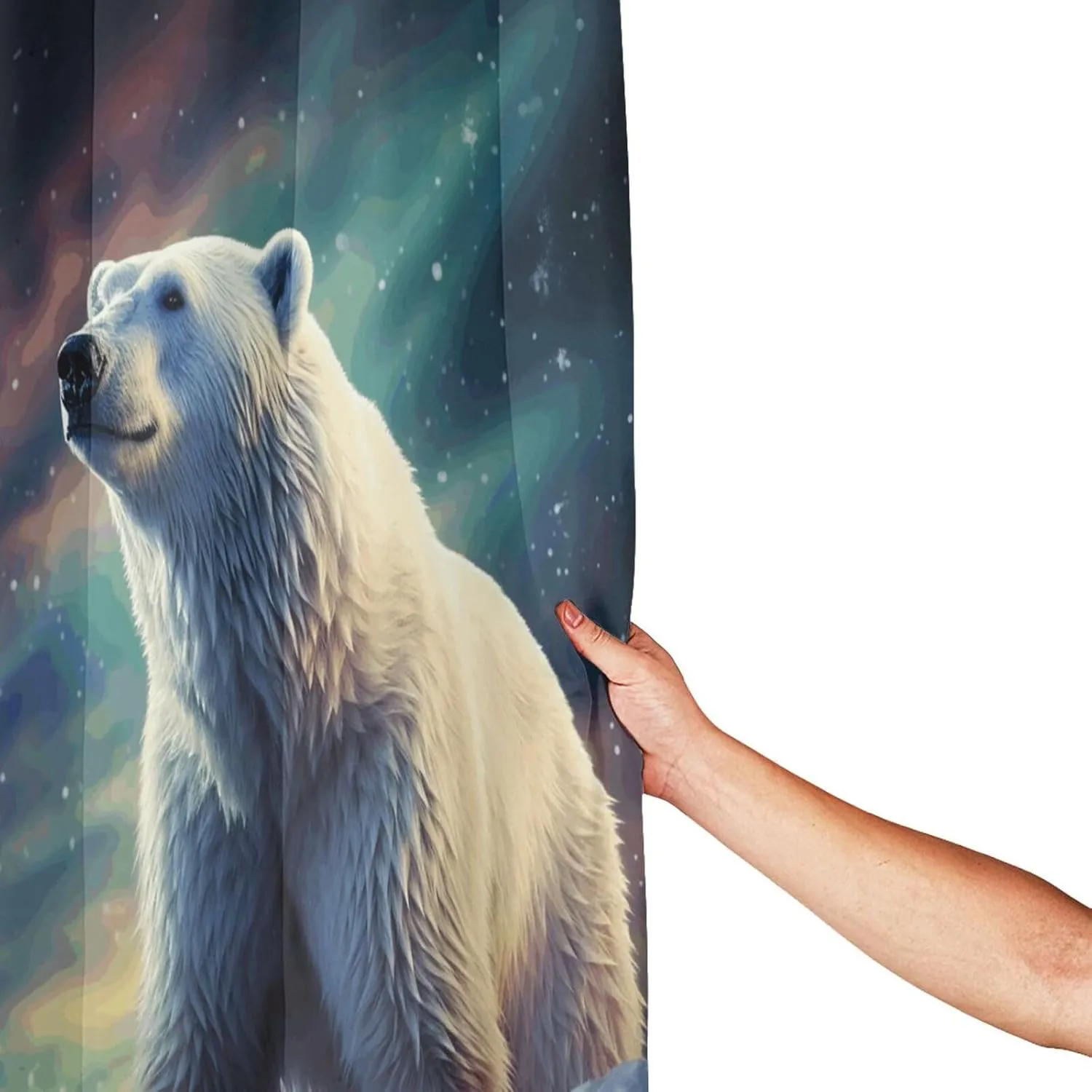 Shower Curtain Waterproof Shower Curtain Liner with 12 Hooks Northern Lights Polar Bear_77991766 Shower Curtains Washable Bath Curtain Set Shower Liner Cloth for Bathroom Bathtub 72" x 72"