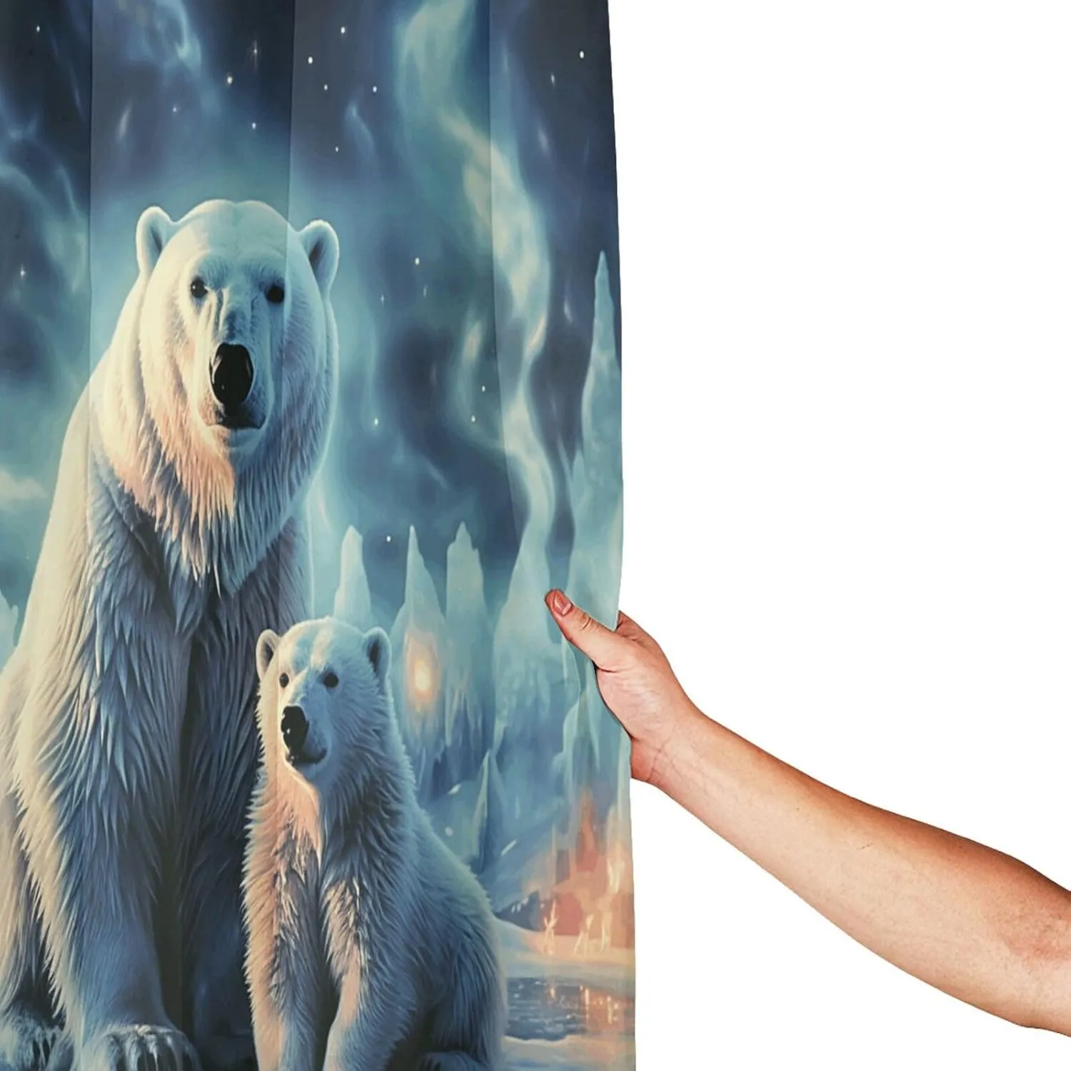 Shower Curtain Waterproof Shower Curtain Liner with 12 Hooks Polar Bears Northern Lights_77991832 Shower Curtains Washable Bath Curtain Set Shower Liner Cloth for Bathroom Bathtub 72" x 72"
