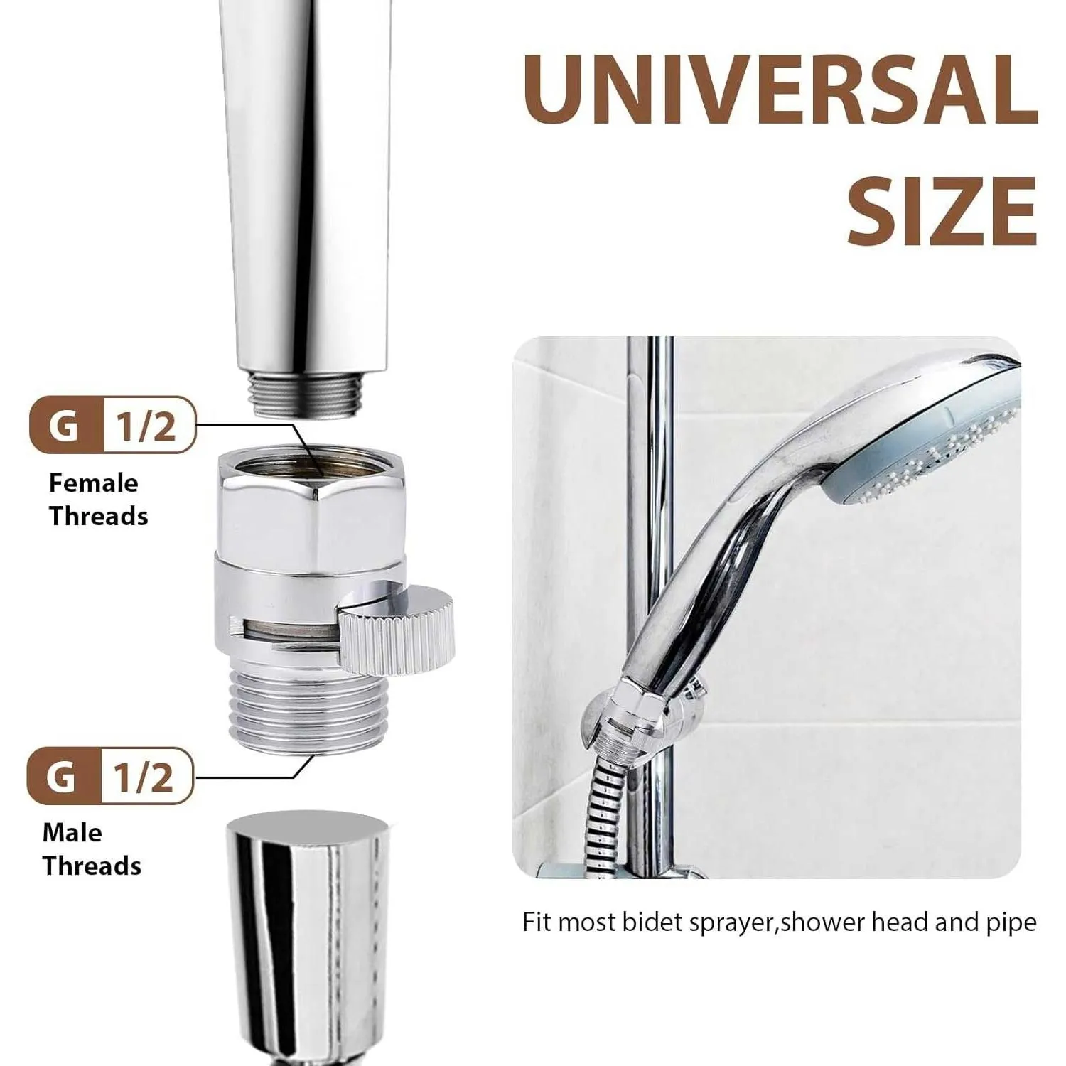 Shower Head Flow Restrictor Control Valve Shut Off for Hand Shower Bidet 1/2 Chrome