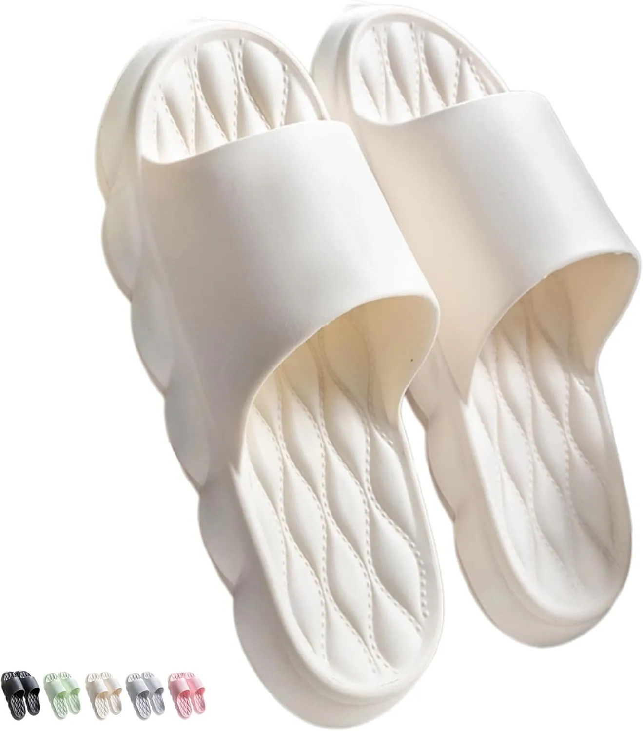 Shower Slippers for Women Men Indoor Cloud Slides Sandals Bathroom Shower Slippers Comfort Lightweight Soft Open Toe Slippers Summer Outdoor Shoes Beach Sandals Shoes Non Slip Cool Slippers