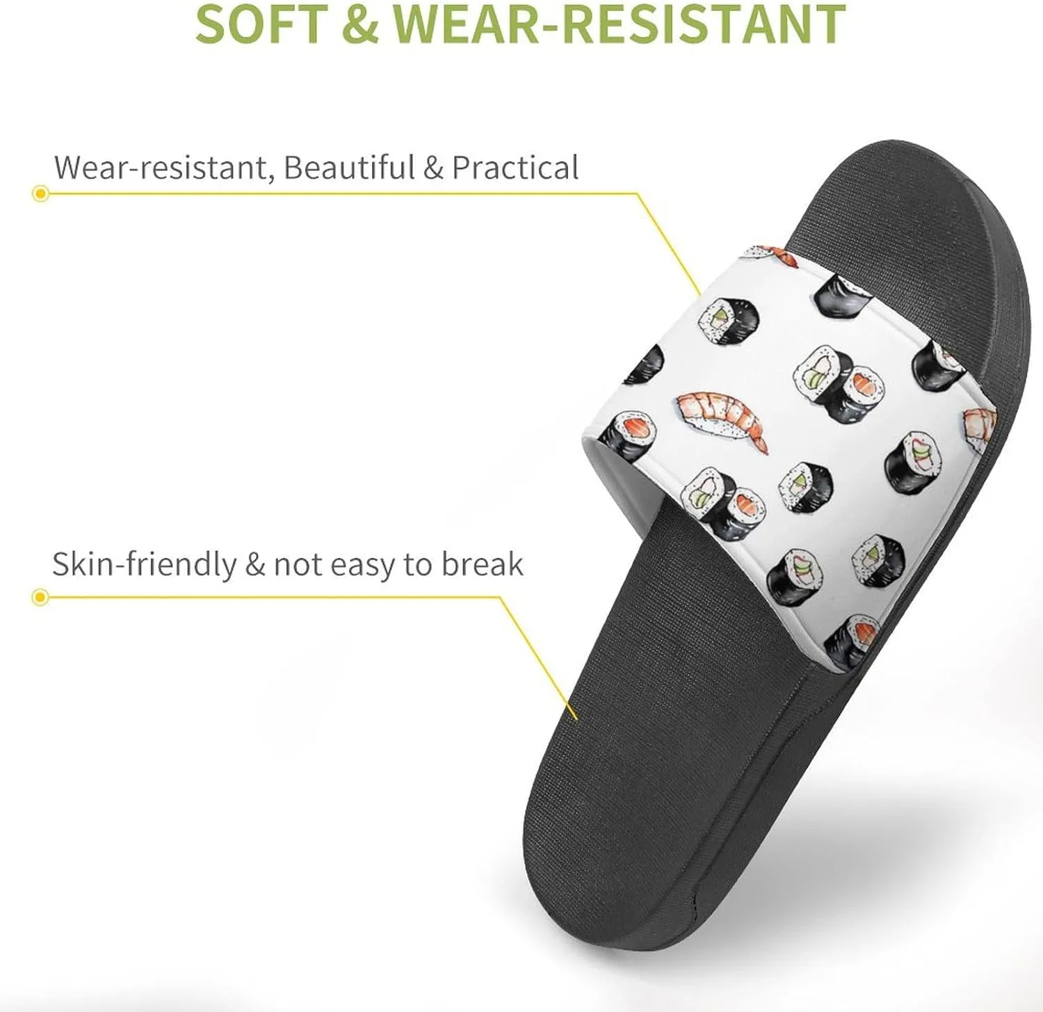 Shrimp Sushi Salmon Roll Unisex Non-Slip Home Slippers Open-toe Outdoor Indoor Slide Shoes Shower Sandals