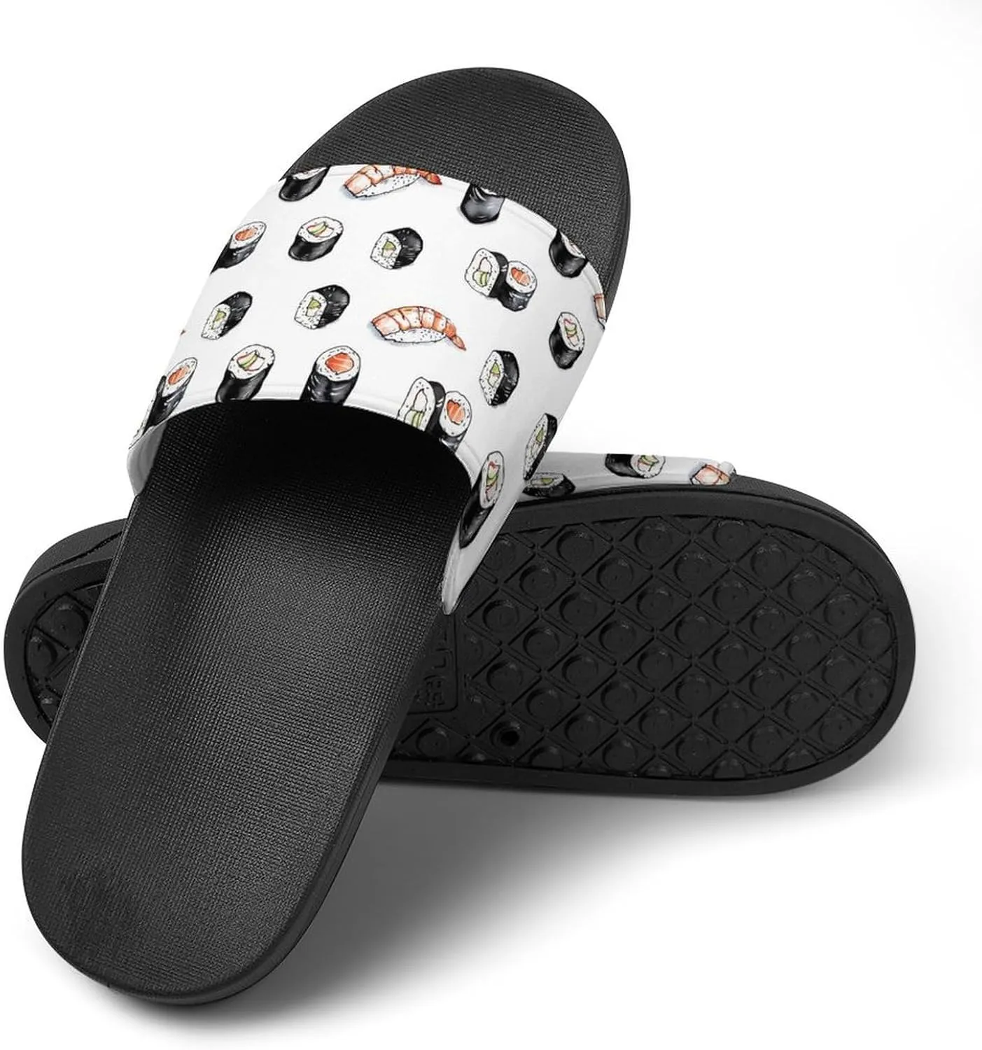 Shrimp Sushi Salmon Roll Unisex Non-Slip Home Slippers Open-toe Outdoor Indoor Slide Shoes Shower Sandals