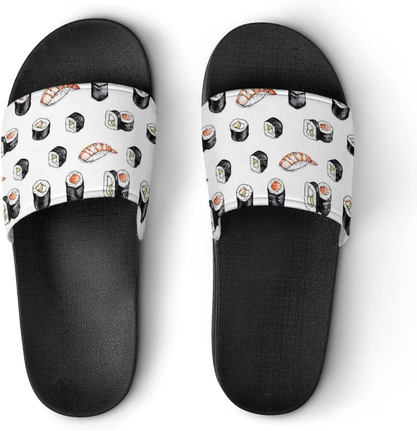 Shrimp Sushi Salmon Roll Unisex Non-Slip Home Slippers Open-toe Outdoor Indoor Slide Shoes Shower Sandals