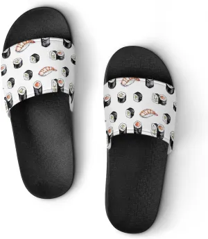 Shrimp Sushi Salmon Roll Unisex Non-Slip Home Slippers Open-toe Outdoor Indoor Slide Shoes Shower Sandals