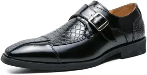 Single Season Dress Oxford for Men Slip On Monk Strap Crocodile Print Faux Leather Non Slip Resistant Low Top Working Very Popular Among Young People (Color : Black, Size : 12)